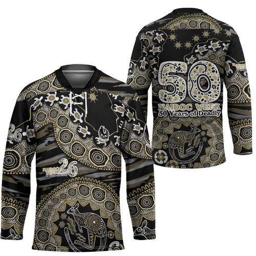 Collingwood Magpies NAIDOC Week 2026 Hockey Jersey Australian Aboriginal Dot Art Dreamtime Pattern Style