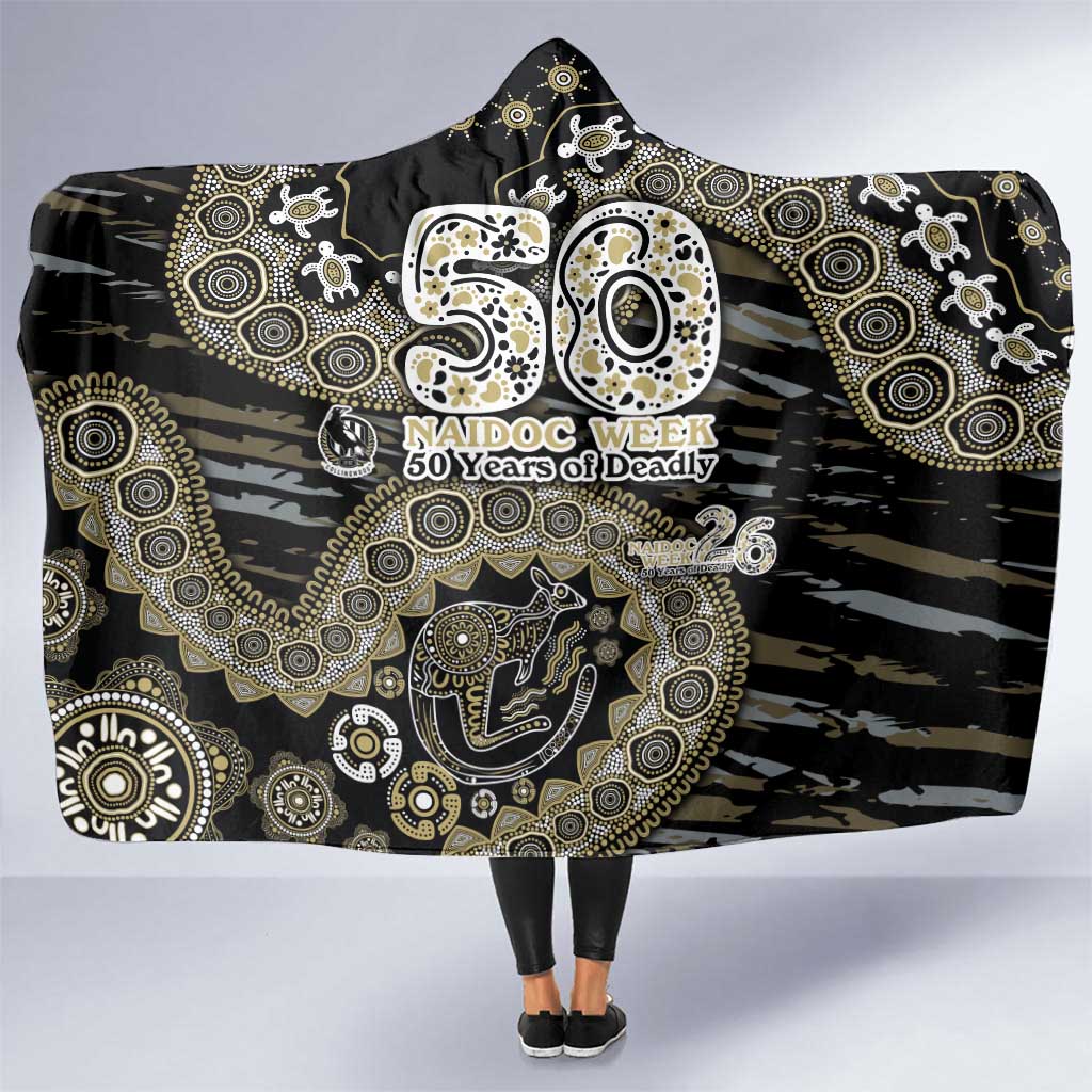Collingwood Magpies NAIDOC Week 2026 Hooded Blanket Australian Aboriginal Dot Art Dreamtime Pattern Style