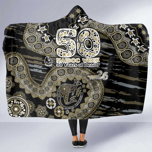 Collingwood Magpies NAIDOC Week 2026 Hooded Blanket Australian Aboriginal Dot Art Dreamtime Pattern Style