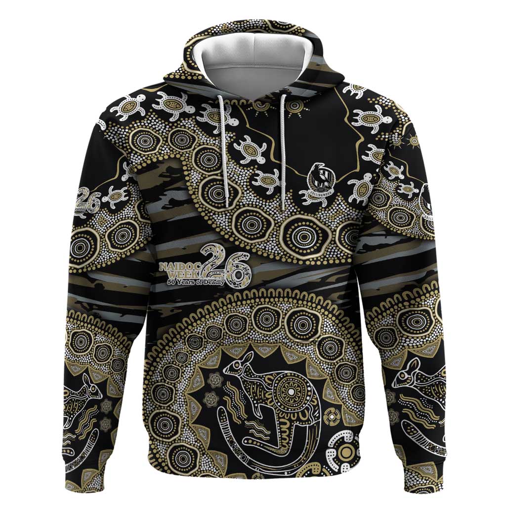 Collingwood Magpies NAIDOC Week 2026 Hoodie Australian Aboriginal Dot Art Dreamtime Pattern Style