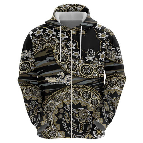 Collingwood Magpies NAIDOC Week 2026 Hoodie Australian Aboriginal Dot Art Dreamtime Pattern Style