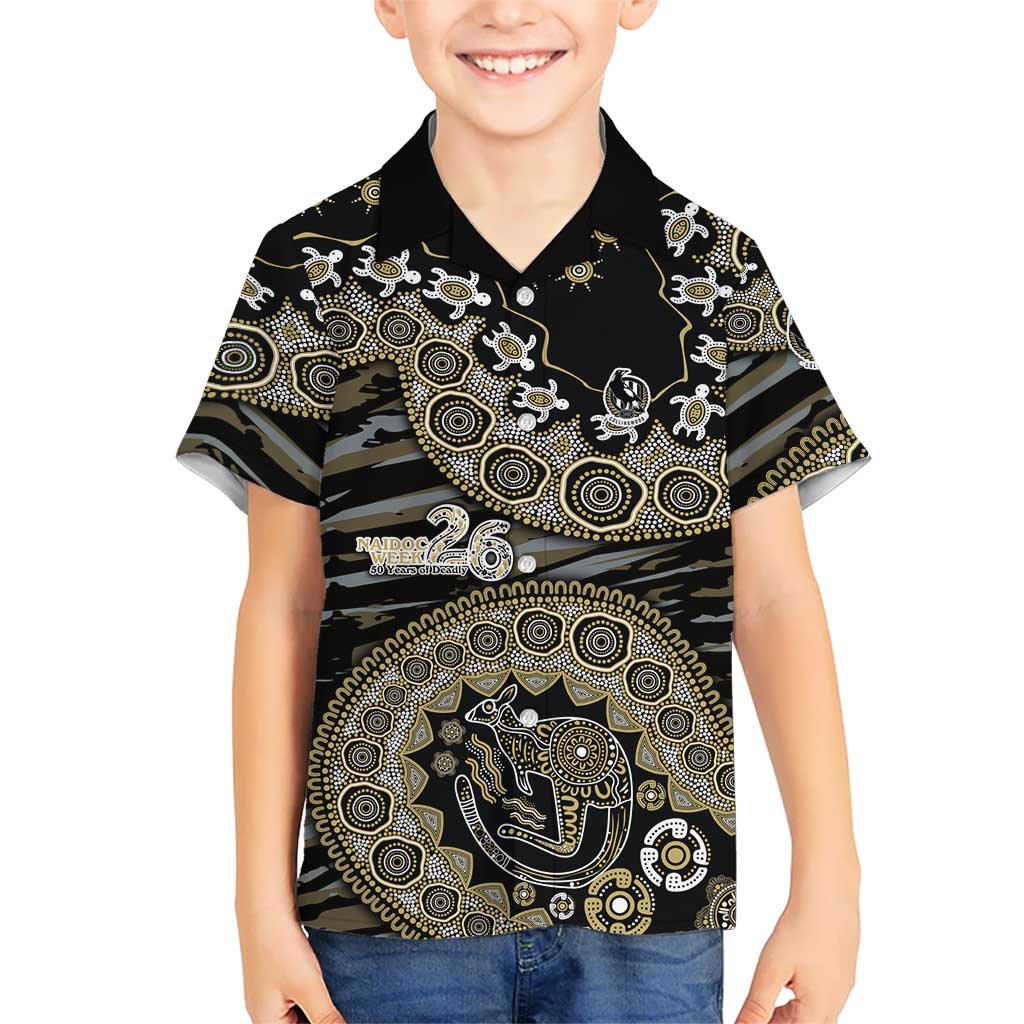 Collingwood Magpies NAIDOC Week 2026 Kid Hawaiian Shirt Australian Aboriginal Dot Art Dreamtime Pattern Style