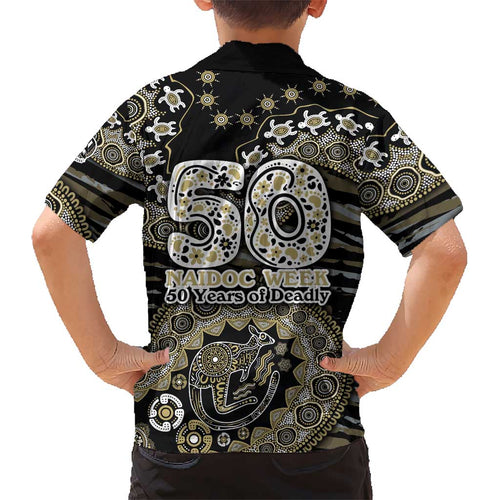 Collingwood Magpies NAIDOC Week 2026 Kid Hawaiian Shirt Australian Aboriginal Dot Art Dreamtime Pattern Style