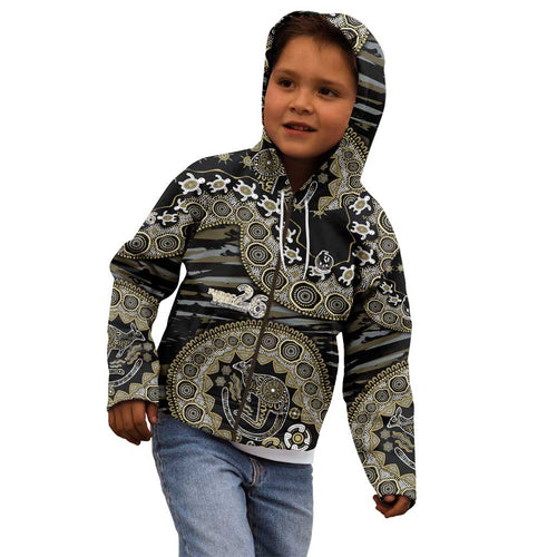 Collingwood Magpies NAIDOC Week 2026 Kid Hoodie Australian Aboriginal Dot Art Dreamtime Pattern Style