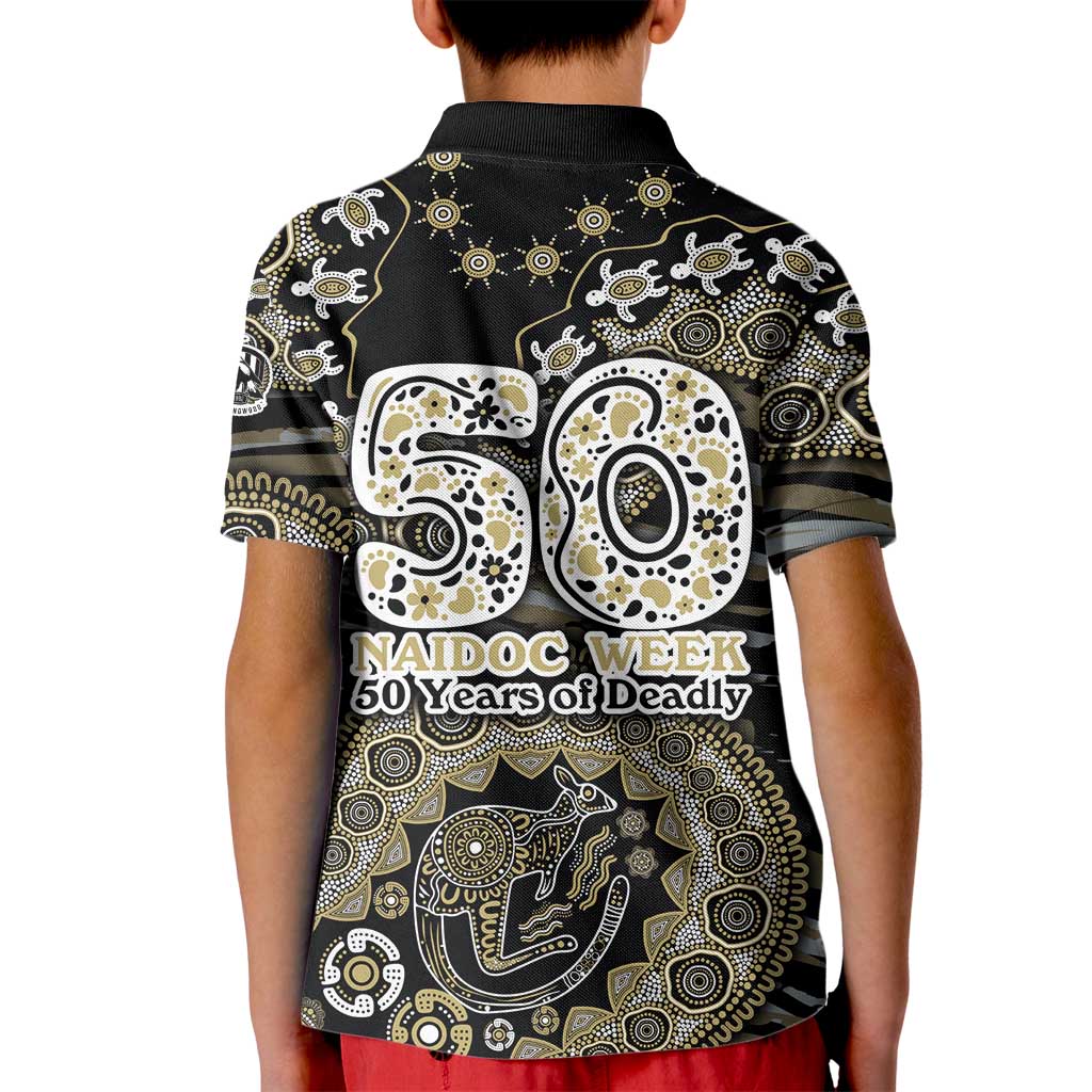 Collingwood Magpies NAIDOC Week 2026 Kid Polo Shirt Australian Aboriginal Dot Art Dreamtime Pattern Style