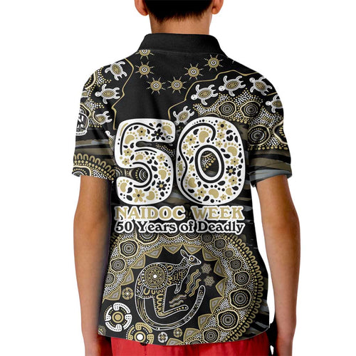 Collingwood Magpies NAIDOC Week 2026 Kid Polo Shirt Australian Aboriginal Dot Art Dreamtime Pattern Style