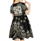 Collingwood Magpies NAIDOC Week 2026 Kid Short Sleeve Dress Australian Aboriginal Dot Art Dreamtime Pattern Style