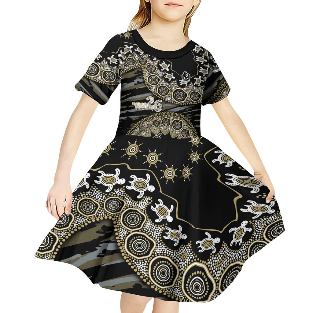 Collingwood Magpies NAIDOC Week 2026 Kid Short Sleeve Dress Australian Aboriginal Dot Art Dreamtime Pattern Style