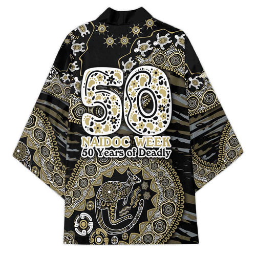 Collingwood Magpies NAIDOC Week 2026 Kimono Australian Aboriginal Dot Art Dreamtime Pattern Style