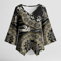 Collingwood Magpies NAIDOC Week 2026 Kimono Sleeve Blouse Australian Aboriginal Dot Art Dreamtime Pattern Style