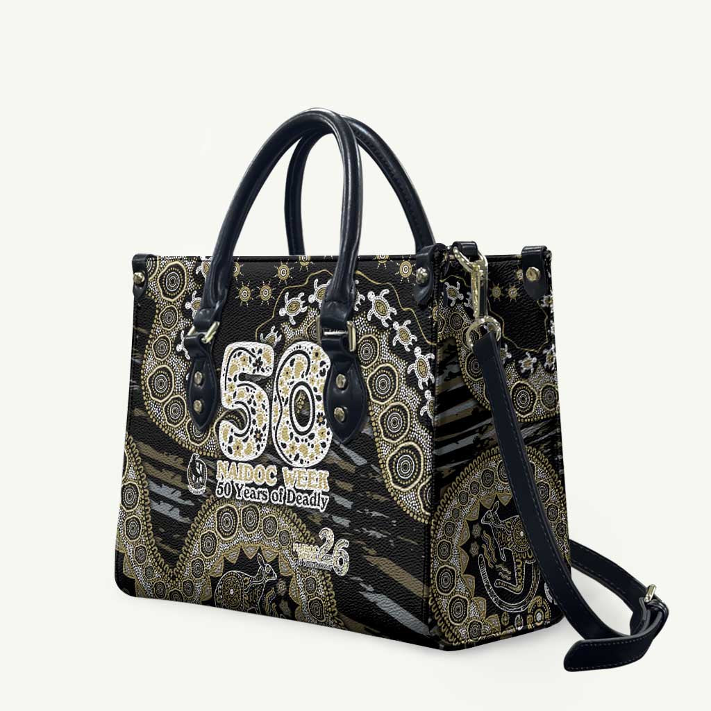 Collingwood Magpies NAIDOC Week 2026 Leather Bag Australian Aboriginal Dot Art Dreamtime Pattern Style