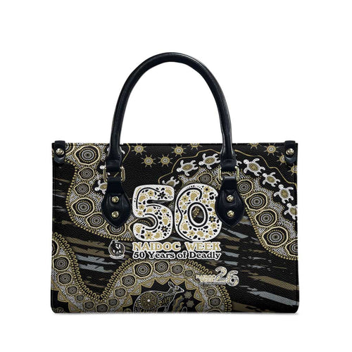 Collingwood Magpies NAIDOC Week 2026 Leather Bag Australian Aboriginal Dot Art Dreamtime Pattern Style