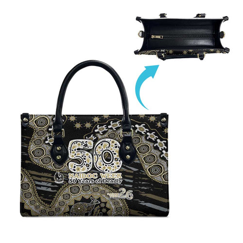 Collingwood Magpies NAIDOC Week 2026 Leather Bag Australian Aboriginal Dot Art Dreamtime Pattern Style