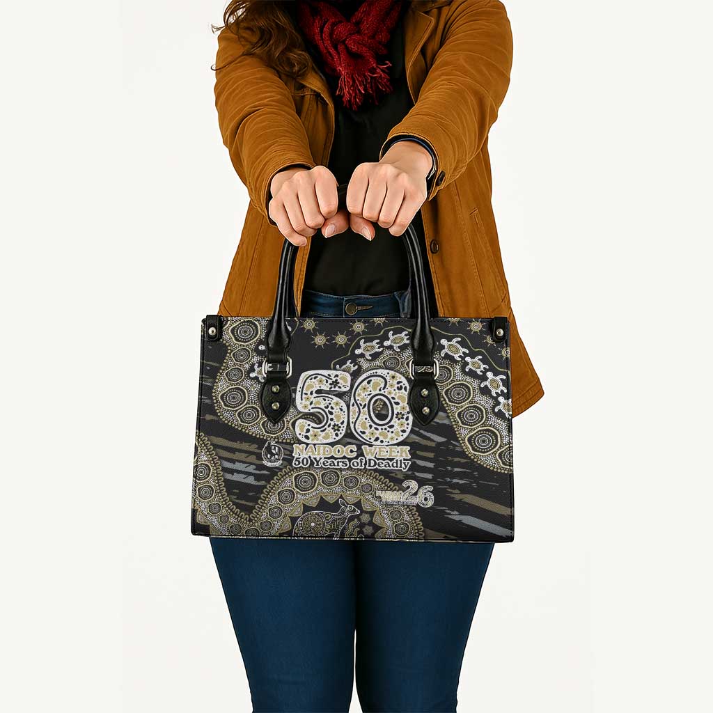 Collingwood Magpies NAIDOC Week 2026 Leather Bag Australian Aboriginal Dot Art Dreamtime Pattern Style
