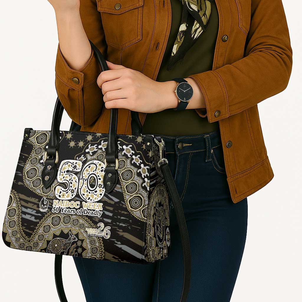 Collingwood Magpies NAIDOC Week 2026 Leather Bag Australian Aboriginal Dot Art Dreamtime Pattern Style
