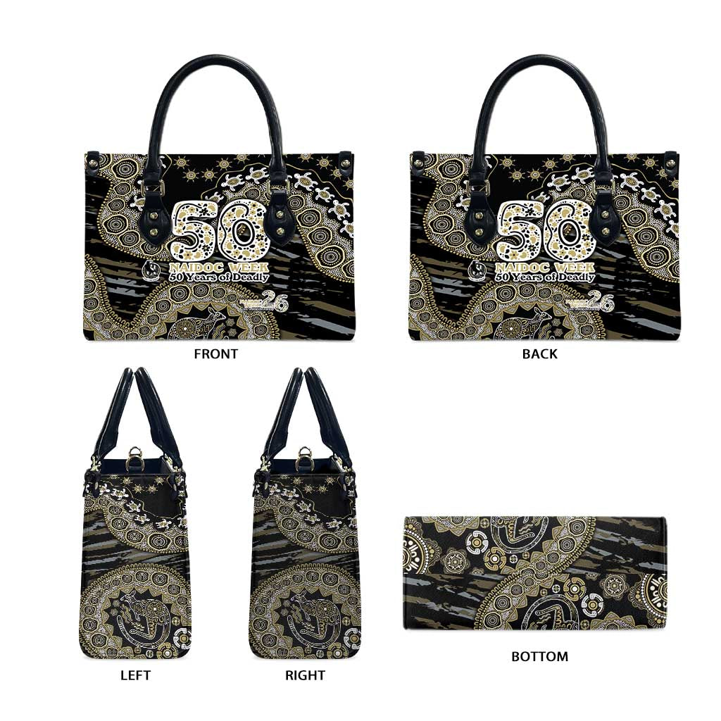 Collingwood Magpies NAIDOC Week 2026 Leather Bag Australian Aboriginal Dot Art Dreamtime Pattern Style