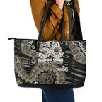 Collingwood Magpies NAIDOC Week 2026 Leather Tote Bag Australian Aboriginal Dot Art Dreamtime Pattern Style