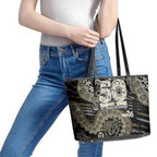 Collingwood Magpies NAIDOC Week 2026 Leather Tote Bag Australian Aboriginal Dot Art Dreamtime Pattern Style