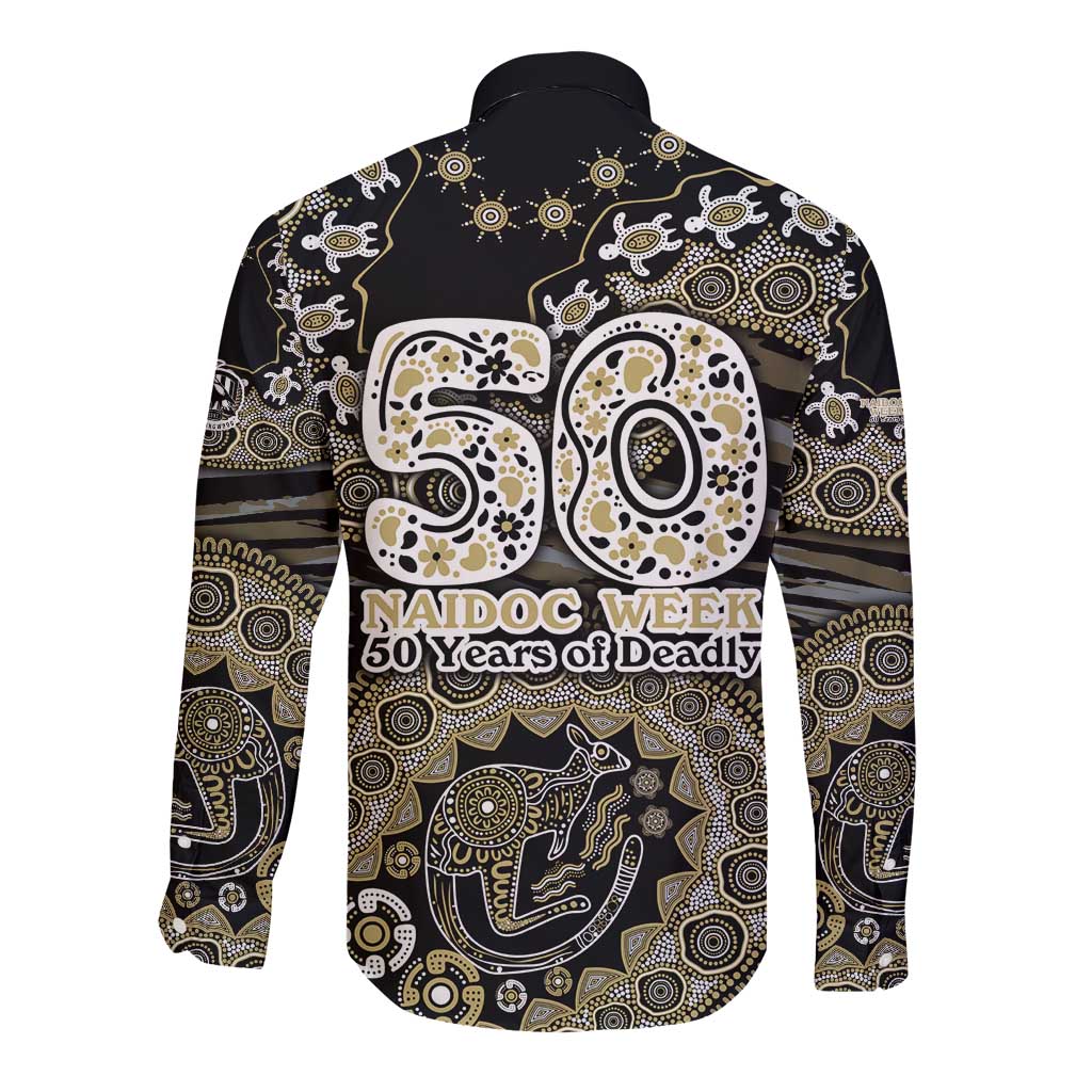 Collingwood Magpies NAIDOC Week 2026 Long Sleeve Button Shirt Australian Aboriginal Dot Art Dreamtime Pattern Style
