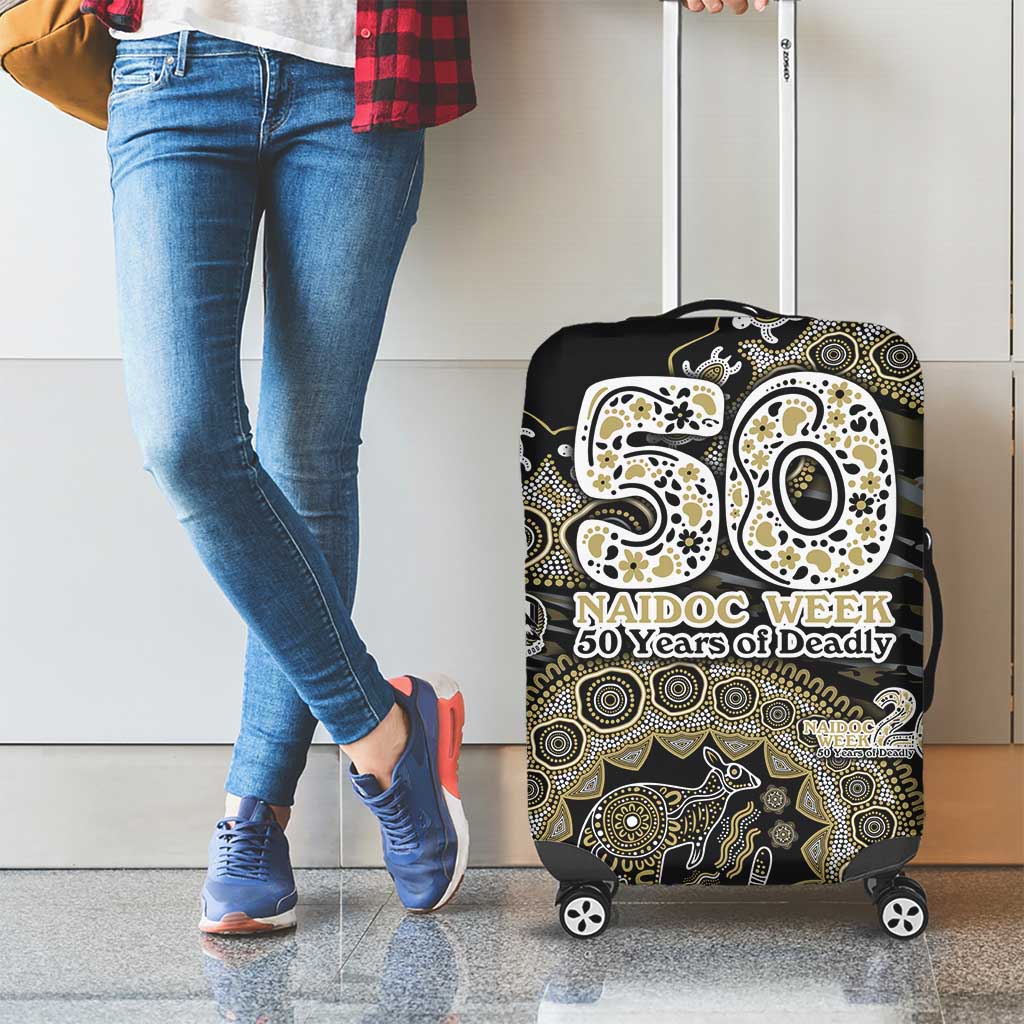 Collingwood Magpies NAIDOC Week 2026 Luggage Cover Australian Aboriginal Dot Art Dreamtime Pattern Style
