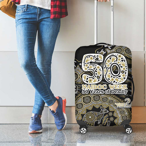 Collingwood Magpies NAIDOC Week 2026 Luggage Cover Australian Aboriginal Dot Art Dreamtime Pattern Style