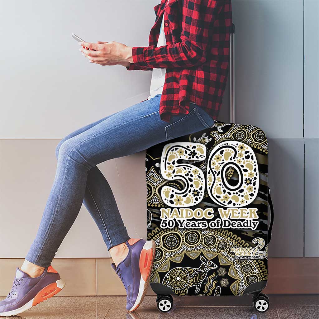 Collingwood Magpies NAIDOC Week 2026 Luggage Cover Australian Aboriginal Dot Art Dreamtime Pattern Style