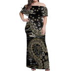 Collingwood Magpies NAIDOC Week 2026 Off Shoulder Maxi Dress Australian Aboriginal Dot Art Dreamtime Pattern Style