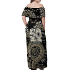Collingwood Magpies NAIDOC Week 2026 Off Shoulder Maxi Dress Australian Aboriginal Dot Art Dreamtime Pattern Style