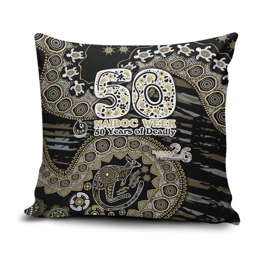 Collingwood Magpies NAIDOC Week 2026 Pillow Cover Australian Aboriginal Dot Art Dreamtime Pattern Style