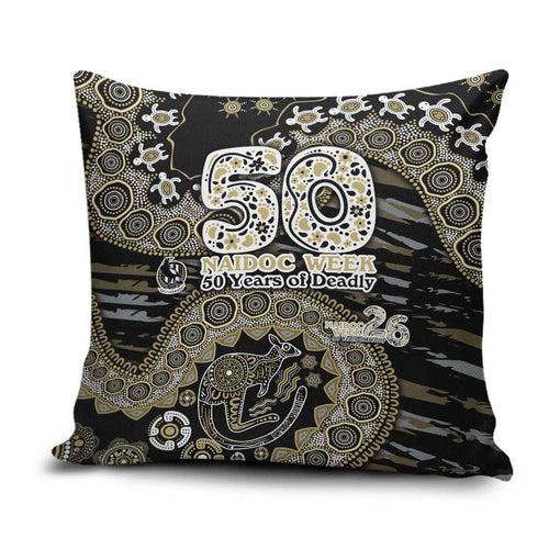 Collingwood Magpies NAIDOC Week 2026 Pillow Cover Australian Aboriginal Dot Art Dreamtime Pattern Style