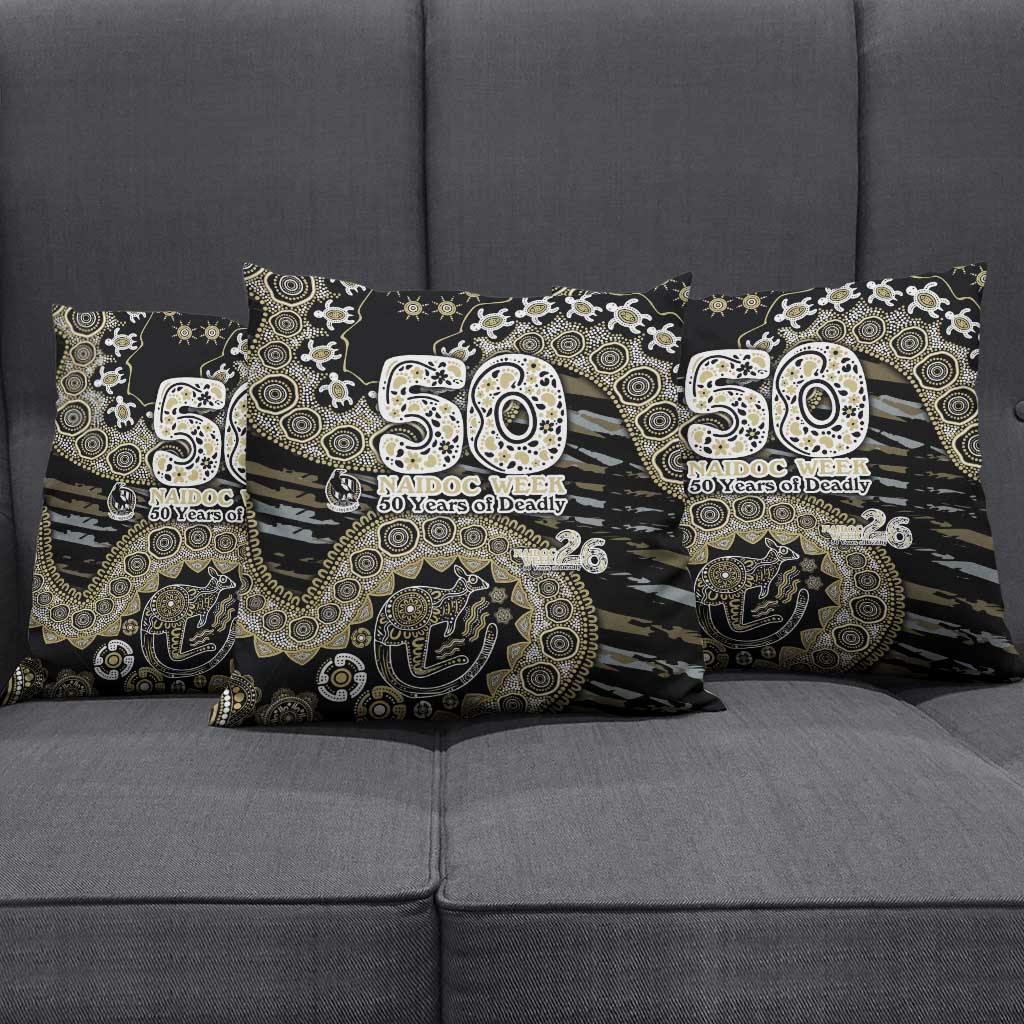 Collingwood Magpies NAIDOC Week 2026 Pillow Cover Australian Aboriginal Dot Art Dreamtime Pattern Style