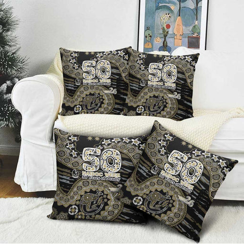 Collingwood Magpies NAIDOC Week 2026 Pillow Cover Australian Aboriginal Dot Art Dreamtime Pattern Style