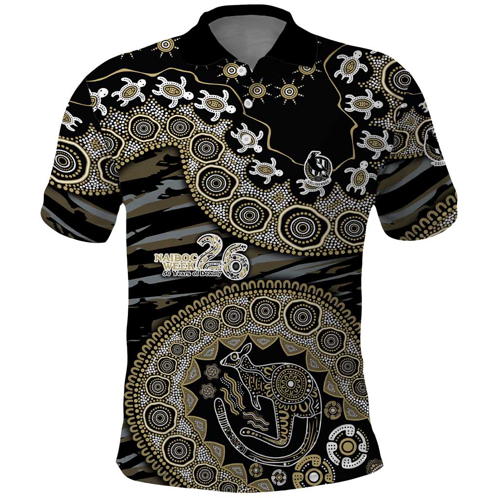 Collingwood Magpies NAIDOC Week 2026 Polo Shirt Australian Aboriginal Dot Art Dreamtime Pattern Style