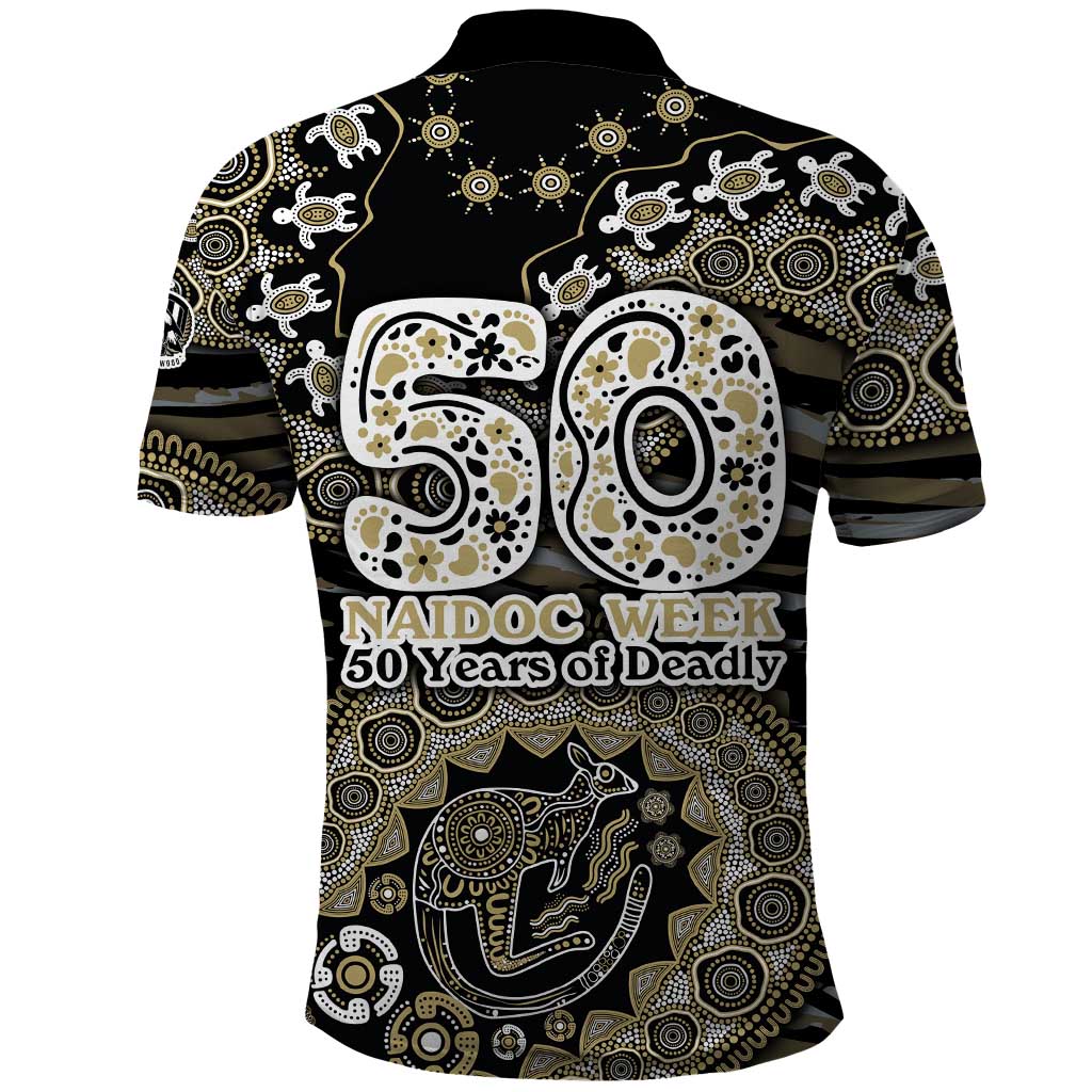 Collingwood Magpies NAIDOC Week 2026 Polo Shirt Australian Aboriginal Dot Art Dreamtime Pattern Style
