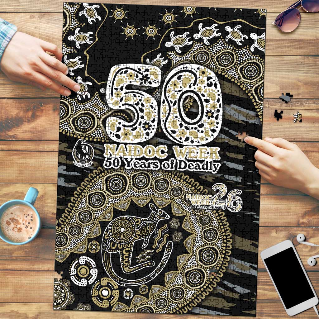 Collingwood Magpies NAIDOC Week 2026 Puzzle Australian Aboriginal Dot Art Dreamtime Pattern Style