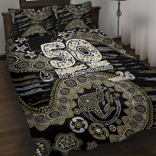 Collingwood Magpies NAIDOC Week 2026 Quilt Bed Set Australian Aboriginal Dot Art Dreamtime Pattern Style