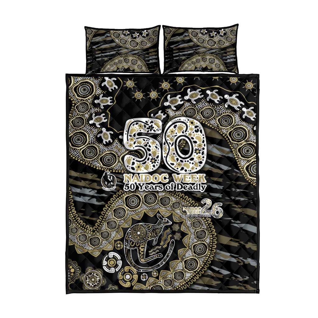 Collingwood Magpies NAIDOC Week 2026 Quilt Bed Set Australian Aboriginal Dot Art Dreamtime Pattern Style