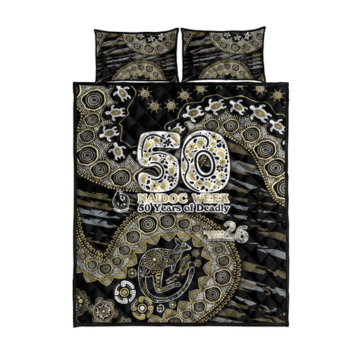Collingwood Magpies NAIDOC Week 2026 Quilt Bed Set Australian Aboriginal Dot Art Dreamtime Pattern Style
