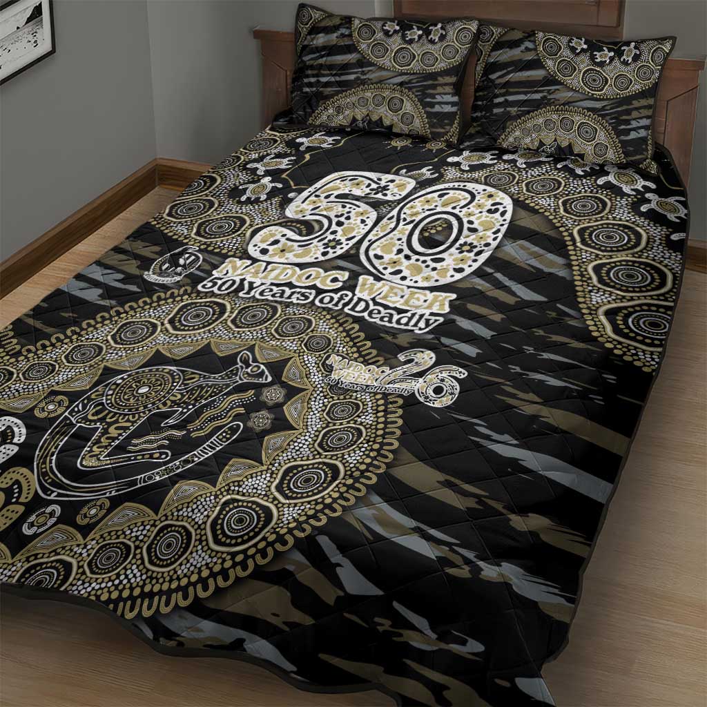 Collingwood Magpies NAIDOC Week 2026 Quilt Bed Set Australian Aboriginal Dot Art Dreamtime Pattern Style