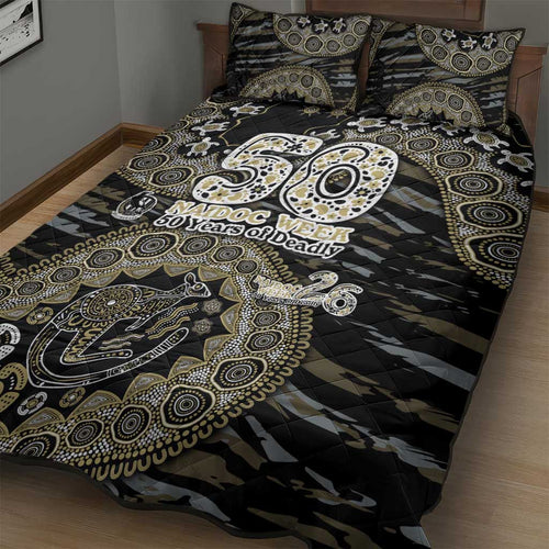 Collingwood Magpies NAIDOC Week 2026 Quilt Bed Set Australian Aboriginal Dot Art Dreamtime Pattern Style