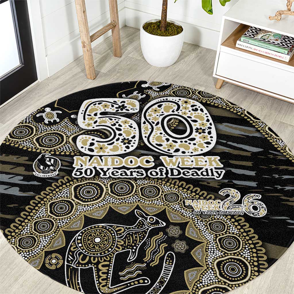 Collingwood Magpies NAIDOC Week 2026 Round Carpet Australian Aboriginal Dot Art Dreamtime Pattern Style