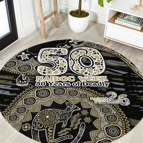 Collingwood Magpies NAIDOC Week 2026 Round Carpet Australian Aboriginal Dot Art Dreamtime Pattern Style