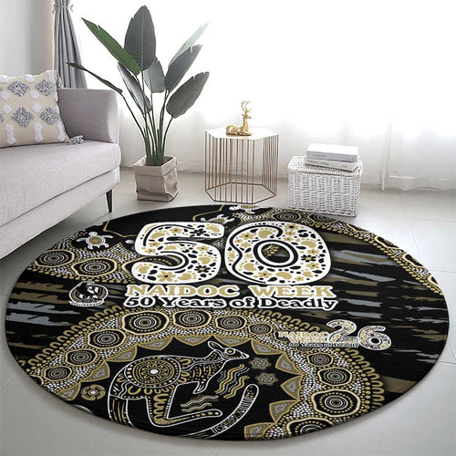 Collingwood Magpies NAIDOC Week 2026 Round Carpet Australian Aboriginal Dot Art Dreamtime Pattern Style