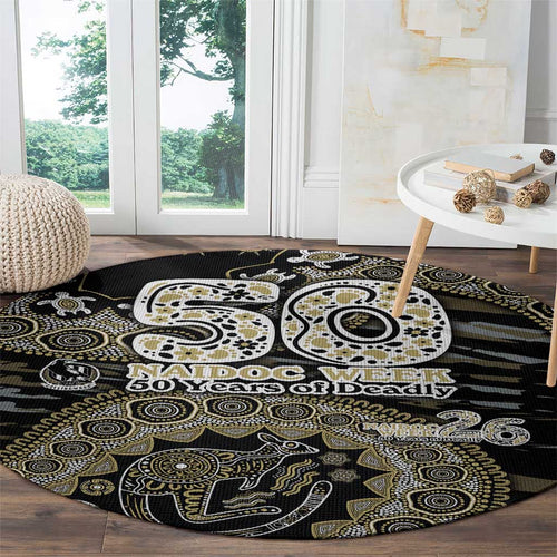Collingwood Magpies NAIDOC Week 2026 Round Carpet Australian Aboriginal Dot Art Dreamtime Pattern Style