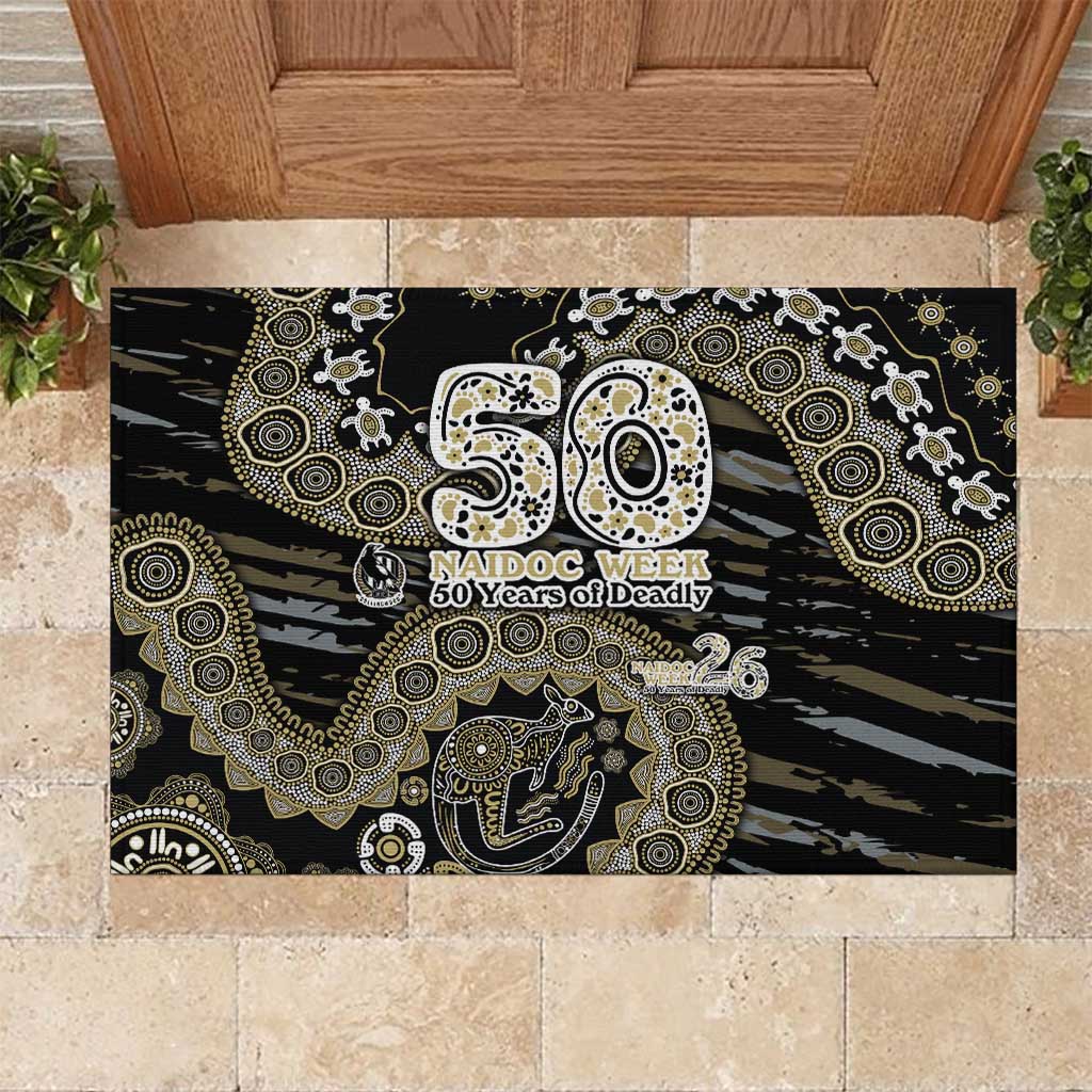 Collingwood Magpies NAIDOC Week 2026 Rubber Doormat Australian Aboriginal Dot Art Dreamtime Pattern Style