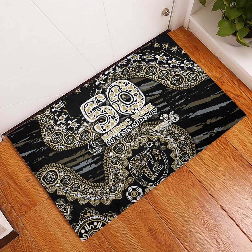 Collingwood Magpies NAIDOC Week 2026 Rubber Doormat Australian Aboriginal Dot Art Dreamtime Pattern Style