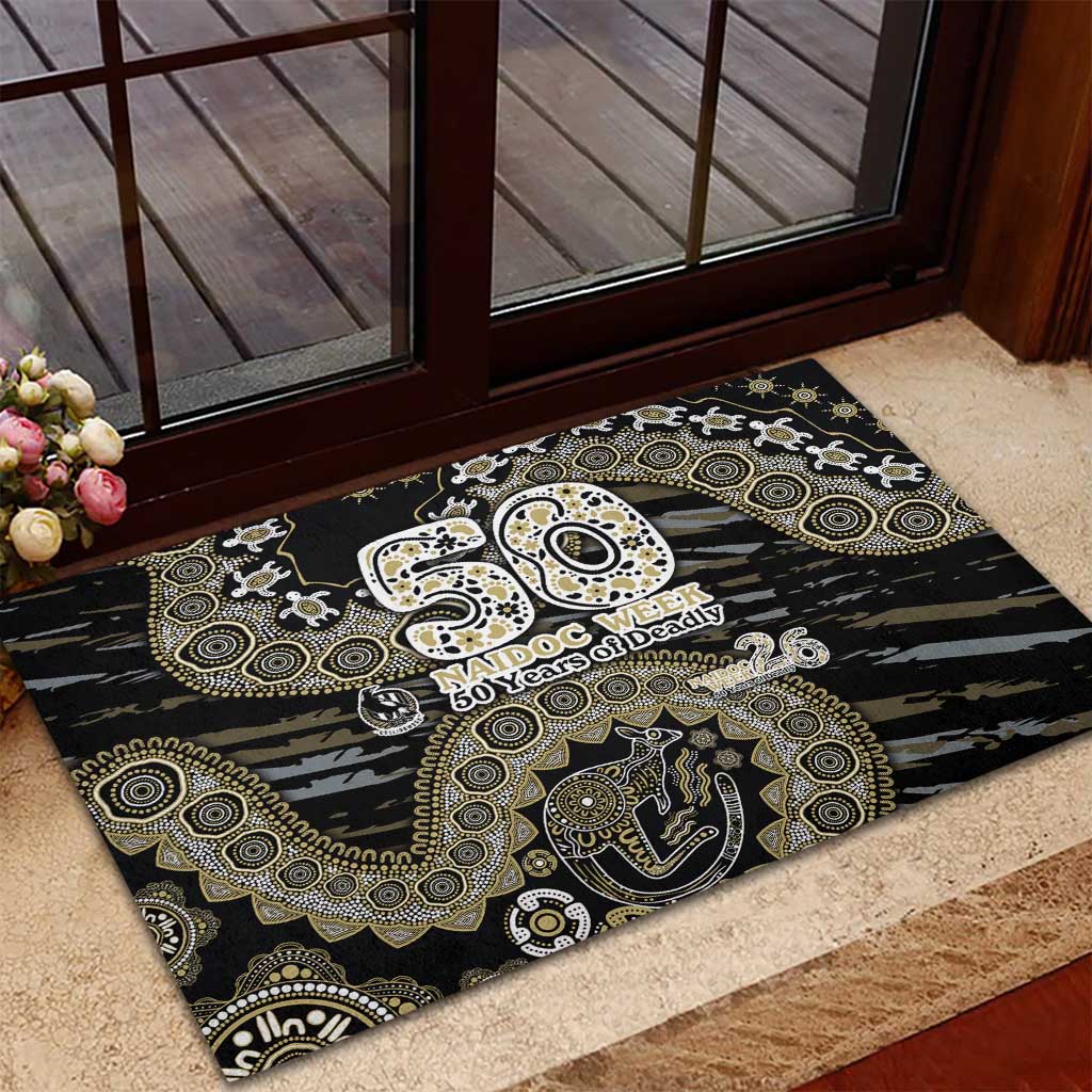 Collingwood Magpies NAIDOC Week 2026 Rubber Doormat Australian Aboriginal Dot Art Dreamtime Pattern Style