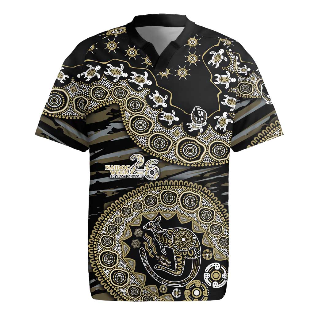 Collingwood Magpies NAIDOC Week 2026 Rugby Jersey Australian Aboriginal Dot Art Dreamtime Pattern Style