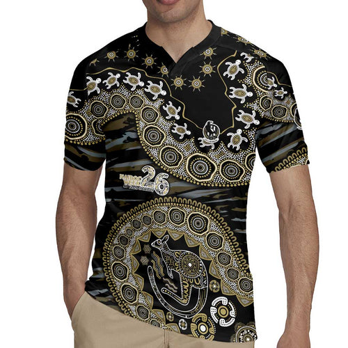Collingwood Magpies NAIDOC Week 2026 Rugby Jersey Australian Aboriginal Dot Art Dreamtime Pattern Style