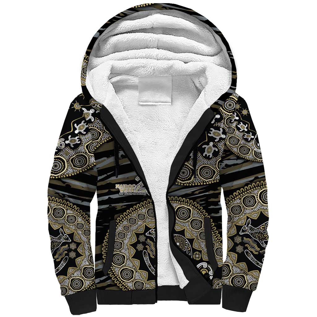 Collingwood Magpies NAIDOC Week 2026 Sherpa Hoodie Australian Aboriginal Dot Art Dreamtime Pattern Style